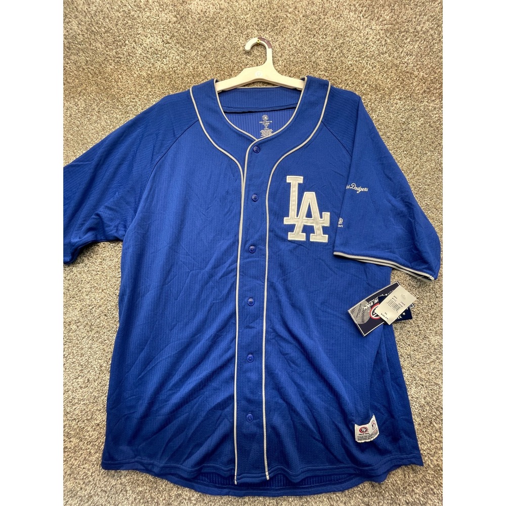 True Fan Los Angeles Dodgers Baseball Jersey Men XL Blue NEW MLB 5236